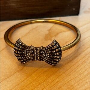 J Crew bangle bow bracelet/gold tone /fits size 7 in. wrist/rhinestones …
